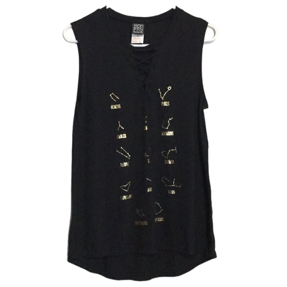 Modern Lux Women’s Zodiac Stars Lace-Up Tank Top.